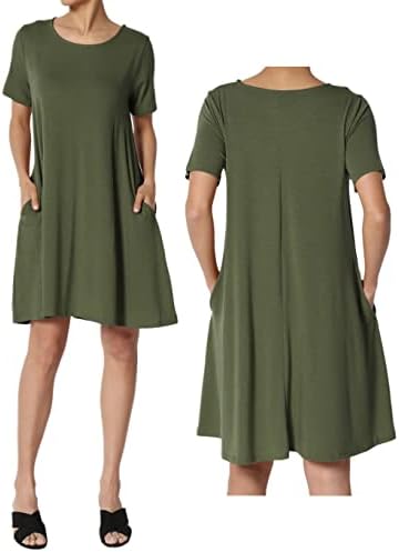 Zenana Incredibly Soft Short Sleeve Round Neck Pocket Flared A-Line Long Tunic Top Dress