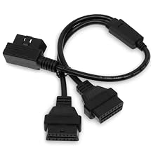 OBD-II Splitter Cable for Z-Flash Modules - 2 Port OBD2 Adapter Extension Cable - Plug & Play Diagnostic Port Splitter for Emergency Strobe Light Flasher