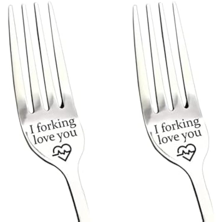 Mothers Fathers Gifts for Him Her Men Women I Love You Dinner Forks Funny Engraved Forks Stainless Steel Table Forks for Anniversary Birthday Gifts