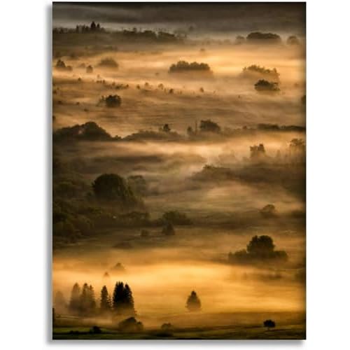 Bathroom Wall Art Sunrise the San River valley the border between Poland and Ukraine Bie Pictures Wall Decor Framed Canvas Wall Art for Bedroom Artwork Paintings Living Room Kitchen Farmhouse 16x20