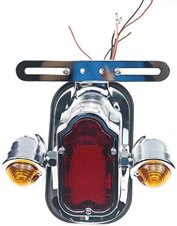 Motorcycle Chrome Tombstone Metal Tail Light Turn Signal For Harley Chopper FLSTN FLSTSC Custom