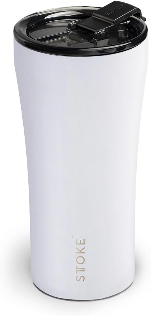 Sttoke Leakproof Ceramic Reusable Coffee Cup 16 oz - Angel White