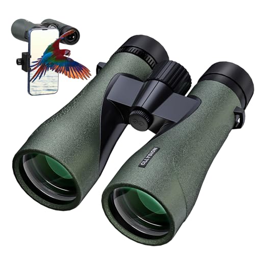 12X50 Professional HD Binoculars for Adults with Phone Adapter, High Power Binoculars with BaK4 prisms, Super Bright Lightweight & Waterproof Binocular Perfect for Bird Watching, Hunting, Stargazing