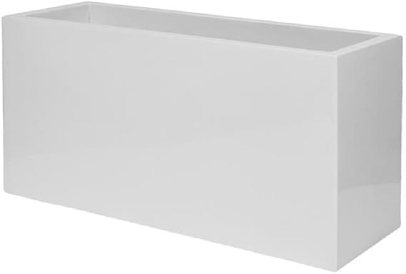Pottery Pots White Rectangular Fiberstone Planter Box Indoor Outdoor Flower Pot 16H x 12W x 32L - Flower Planters