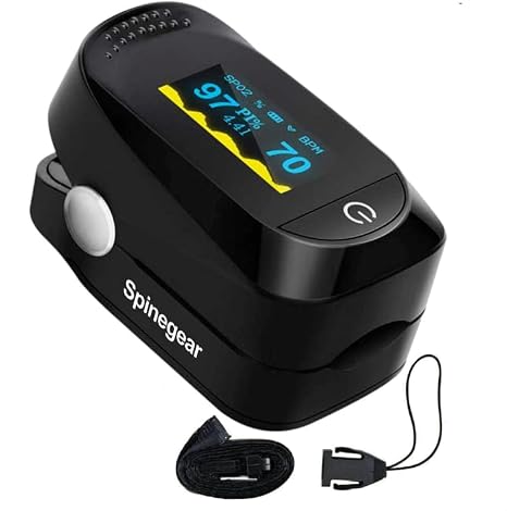 Finger Pulse Oximeter SpO2 Blood Oxygen Monitor with Pulse Rate, Fingertip Digital Oximeter, Portable with Lanyard, LED Display for Home Use UK