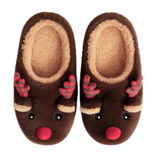 Millffy Cute elk Animal Slippers for Kids Girls Women Fuzzy House Anti-Skid slipper for men Unique Gifts for Mom and Dad