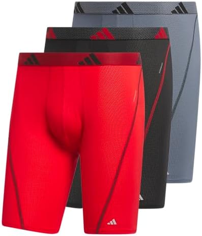 adidas Mens Performance Mesh Long Boxer Briefs 3-Pack Breathable Workout Underwear