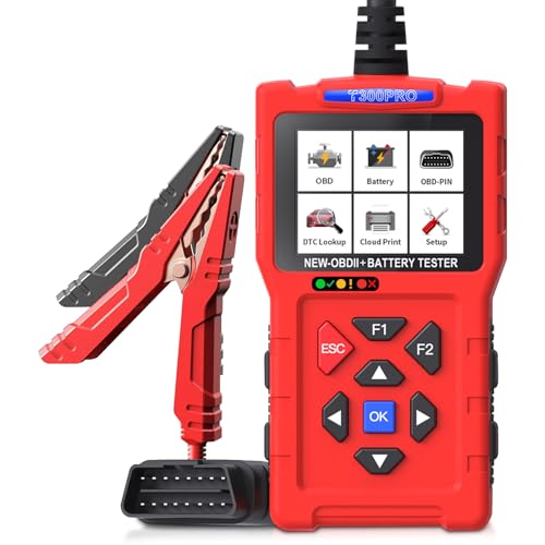 Car Scanner and Battery Tester 12v  24v Automotive, 20-2000 CCA Car Battery Tester and Check Engine Code Reader, T300PRO