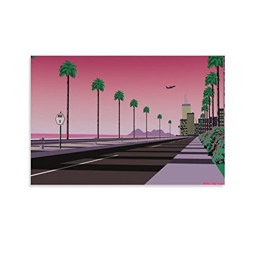 Hiroshi Nagai Aesthetic Art - Tropical Modern Landscape Paintings Surreal Poster 3 Room Aesthetic Poster Print Art Wall Painting Canvas Posters Gifts Modern Bedroom Decor 20x30inch50x75cm