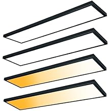 Black 1x4 LED Flat Panel Light Flush Mount 4-Pack, 3000K/4000K/5000K Selectable, Ultra-Thin Surface Mount LED Ceiling Light for Kitchen, Triac Dimmable, Bright 4400LM, 100-277V