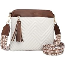 FOXLOVER Quilted Crossbody Bags for Women Vegan Leather Boho Purses Shoulder Handbags with Tassel