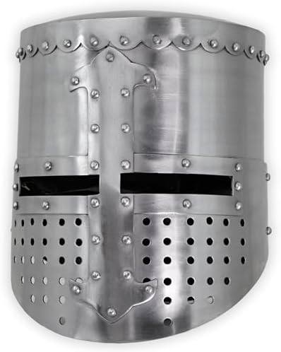 Armory Replicas TM - Selective Order Forged Carbon Steel 18G Crusader Templar Knight Helmet wVentilation Holes & Cross Motif