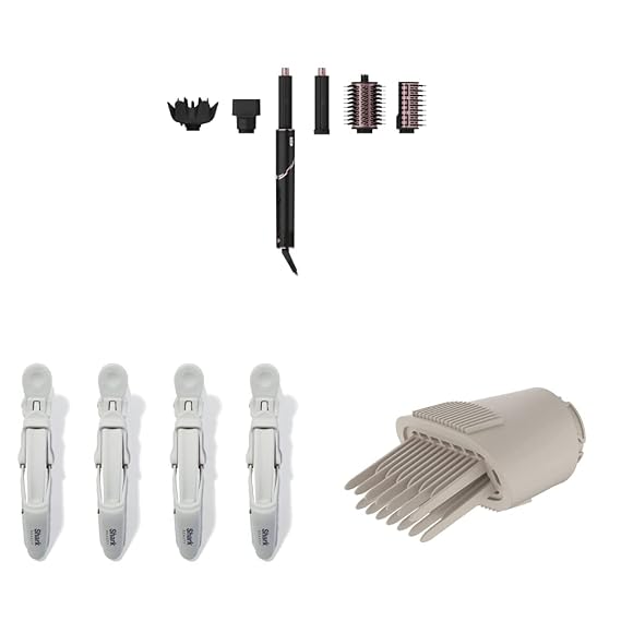 Shark HD440BK FlexStyle Air Drying & Styling System with Ultimate 6-Piece Accessory Pack of Auto-Wrap Curlers, Curl-Defining Diffuser, Oval Brush, Paddle Brush & Concentrator Attachments, Black