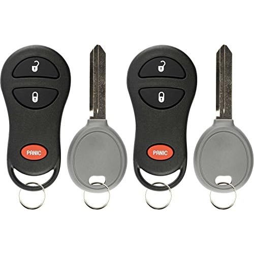 KeylessOption Keyless Entry Remote Fob Uncut Ignition Car Key Replacement for GQ43VT17T, 04686481 Pack of 2