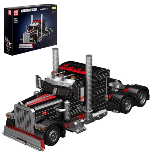 Mould King 10037 Flatbed Semi Truck, Heavy Duty Tow Truck Building Set, Collectible Road Trailer Car Model Toys for 14 and Adult, Build and Display, 1797 Pieces