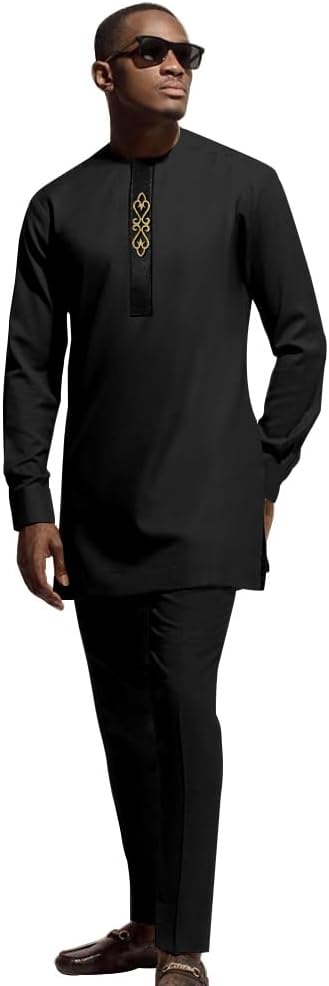Dashiki for Men African Outfits 2 Piece Set Shirt Pants Nigerian Mens Suit Wedding Attire Tracksuit