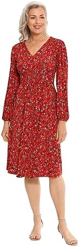 London Times Womens London Times Womens Dresses Smocked Empire Waist Fit and Flare Dress