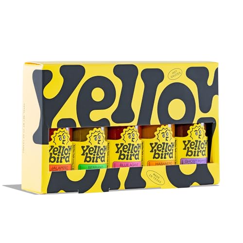 Yellowbird Classic Hot Sauce Variety Set 2.2 oz Travel-Size Mellow to Real Hot | 5 Flavors | Gift Pack