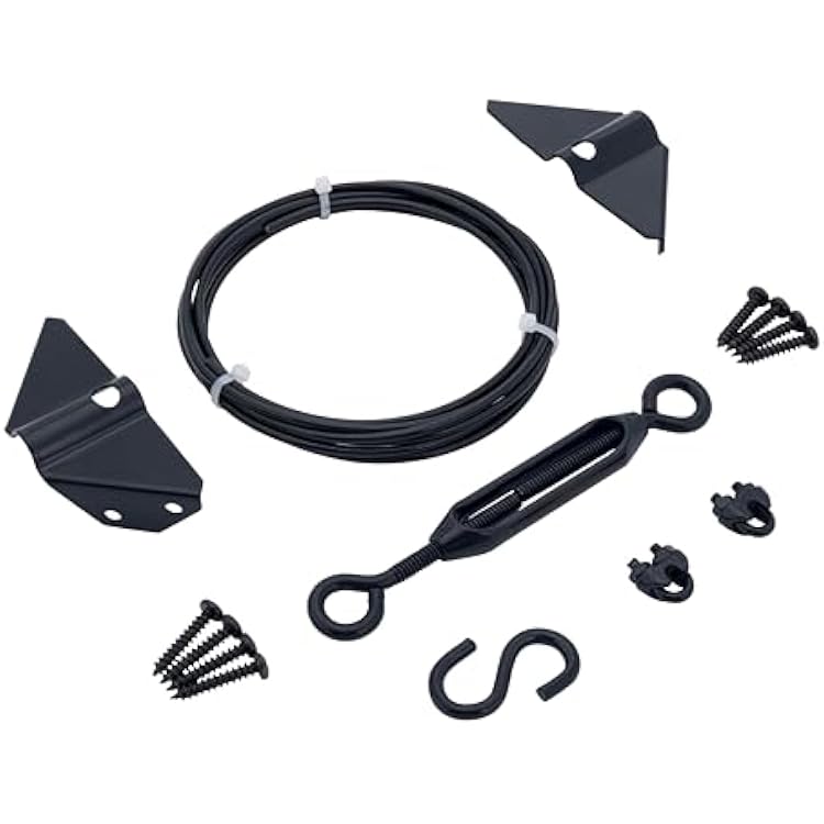 Durable Anti Sag Gate Kit Gate Hardware Support Cable Set for Sliding Gate,Steel Fence Door Repair Kit Anti-Sagging Gate Kit Gate Latch for Wooden Fence Outdoor, Black No Sag Gate Frame Kit