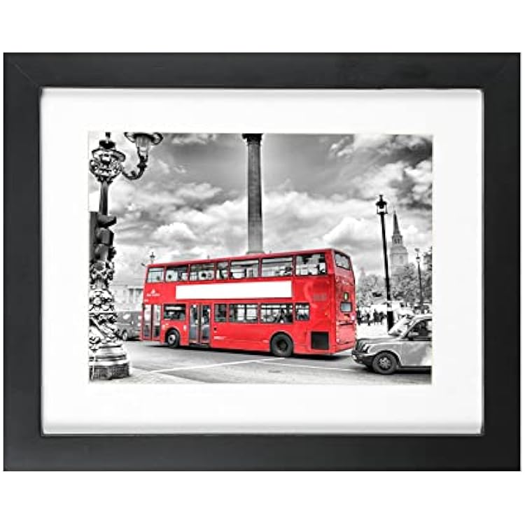 BOJIN 8x10 Picture Frames Black, Solid Wood Display Pictures 6x8 with Mat or 8x10 Without Mat, Table Top Home Decoration or Wall Hanging Photo Frame