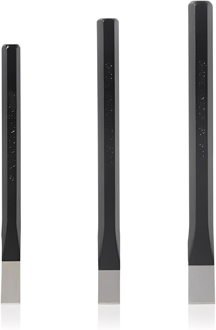 Cold Chisels Set, 3 PCS Heavy Duty Brick Chisel for Cutting Stone, Wood Carving Sculpting, Hardened Chrome-Vanadium Steel, Professional Grade for Metal & Masonry (12 mm, 13 mm, 17 mm)