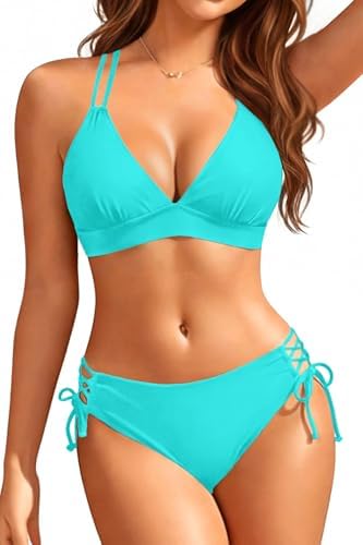 Women's Two Piece Bikini - Push Up Swimsuit Set V Neck Lace Up Bathing Suit 2025 Swimwear