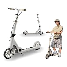 Kick Scooter for Ages 6+, Outdoor Cruiser Kick Scooter, Lightweight 2-Wheel, 5 Adjustable Heights, Foldable, Big Wheels, High-Carbon Steel Frame for Kids,Teens, and Adults