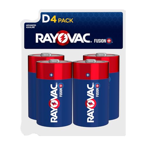 Rayovac Fusion D Batteries 4 Pack, Alkaline D Cell Batteries