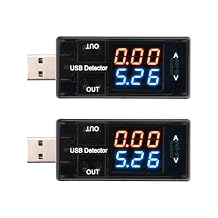 2Pcs USB Meter LCD DC Digital Blue & Red Display Current VoltageMeter - Multi-Function Tester Ammeter & Voltmeter