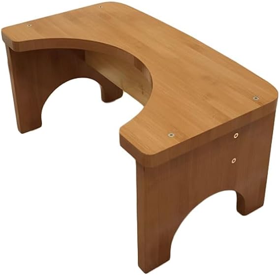 Squatting Toilet Stool, Bamboo Toilet Pedal Stool, Small Portable Bathroom Stool with Anti-slip Pads Used to Relieve Bowel Movement Discomfort Toilet Squatting(Tea wood colour)