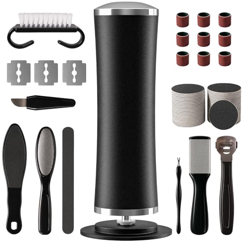 4.8 in Longer Electric Foot Callus Remover, Adjustable Speed Pedicure Tools for Feet with 60 Sanding Pads, Foot Scrubber File, Heel Scraper for Cracked Heels Black