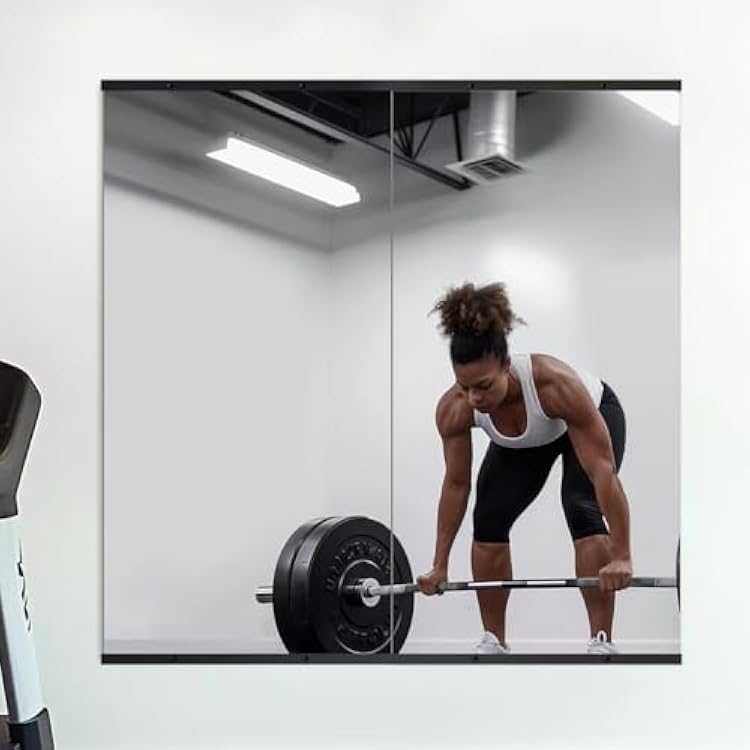 Delma Home Gym Mirror, 48x24x2PCS, Large Full Body Tempered Glass Frameless, Wall-Mounted for Gym, Yoga, Garage, Bedroom, Bathroom