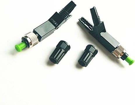 100pack FTTH FC/APC Optical Fiber Cable Quick Fast Connector Adapter Single Mode for CATV Network (100Pcs Green Black)