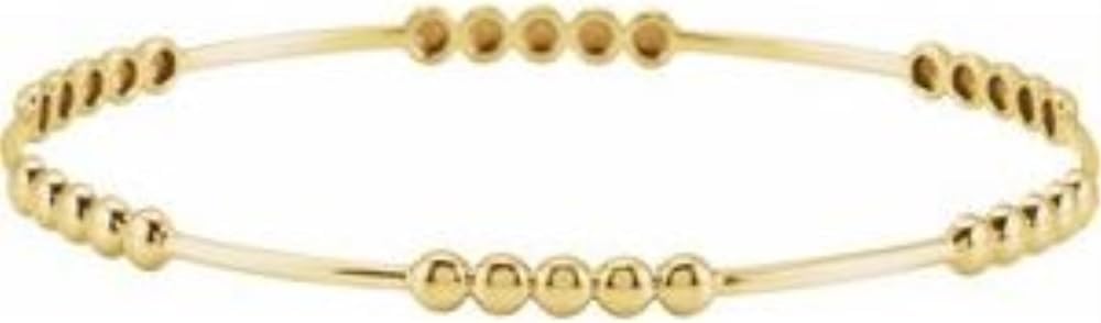 14K Yellow Gold 3.66 mm Beaded Bangle Bracelet 7 Inch