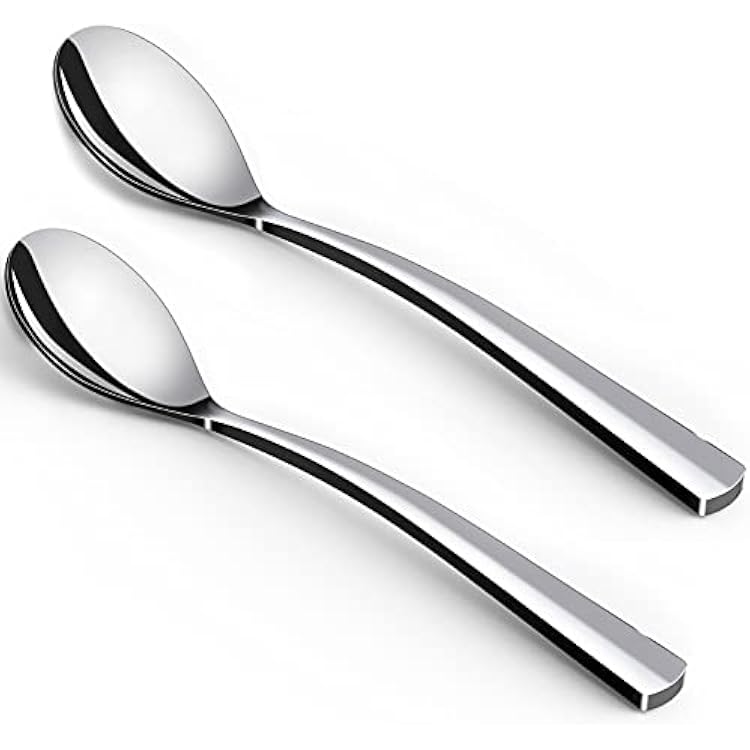 Coffee Spoons,2-Piece GLAMFIELDS Teaspoons with a Long Handle, 6Demitasse Espresso Spoons Set Food Grade Stainless Steel Small Serving Spoons for Dessert