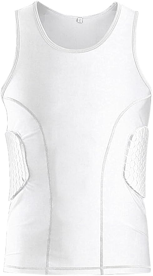 Mens Football Padded Compression Vest, EVA Foam Protective Shirt