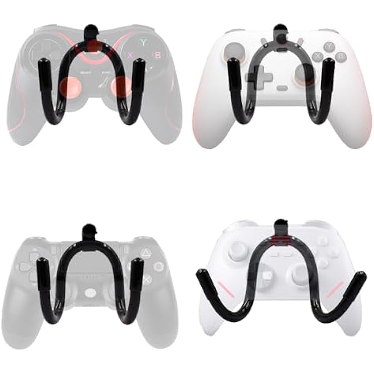 YYST Universal Game Controller Organizer Wall Rack Wall Mount Wall Clip Wall Hanger Compatible With Xbox One PS4 Switch Pro controller 4PK - NO GAME CONTROLLER - No Falling