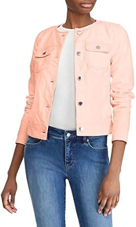 Lauren Ralph Lauren Leather Trucker Jacket Blush 4
