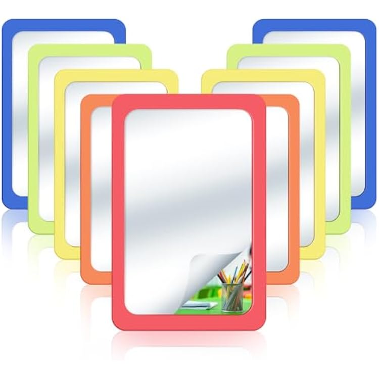 Dandat 10 Pcs Small Mirrors for Kids Unbreakable Shatter Proof Mirror 6 x 4 Inches Pastel Unbroken Mirrors Bulk for School Classroom DIY Crafts Nursery Bathroom Daycare Warm Colors