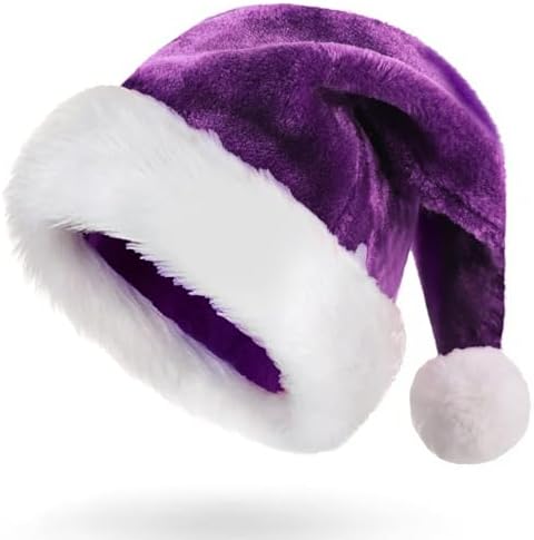 Christmas Santa Hat for Adults, Velvet Christmas Hat for Men Women Xmas New Year Party Favor, Unisex Adults