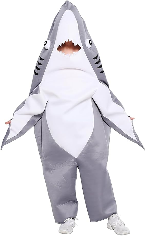 Adult Grey Shark Costume Halloween Party Mens Animal Cosplay Outfit Funny Mascot Dress Up