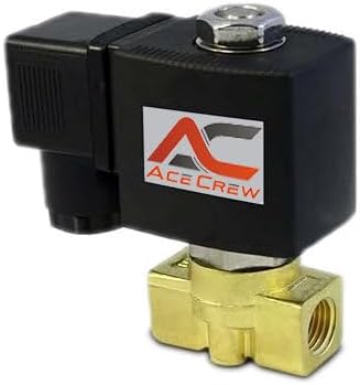 AceCrew Brass Solenoid Valve Viton 3/8 inch NPT 220VAC, 240VAC Normally Closed - flow control valve for fluid, gas, air