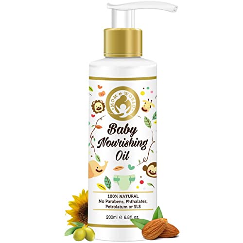 Mom & World Baby Nourishing Oil With Almond, Grapeseed, Wheatgerm, Olive and Coconut Oils, 200 ml