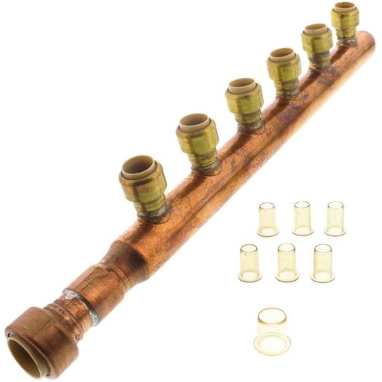 34 inch Closed Copper Manifold with 12 inch Push-Fit Outlets 6 Outlets