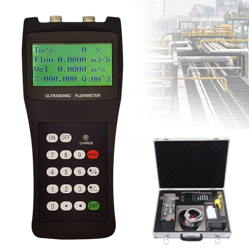 Handheld Ultrasonic Flow Meter, TDS-100H Ultrasonic Portable Liquid Flow Meter with M2 Transducers, Handheld Flow Meter for Seawater Alcohol Industrial Sewage DN50-DN700mm 2-28