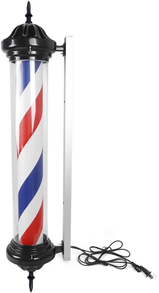 40 Inch Barber Pole Light, Hair Salon Barber Shop Open Sign, Rotating Red White Blue LED Light Bar, Indoor/Outdoor Wall Mounted Rotating Light, Classic Style.