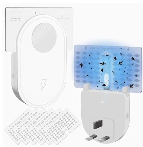 Fly Traps Indoor for Home Use, 2 Pack Flying Insect Trap Plug in with 12 Refills, Electric Fly Catcher Indoor Light for Home Bedroom Kitchen Bathroom, Bug Catcher for Moths Fruit Flies