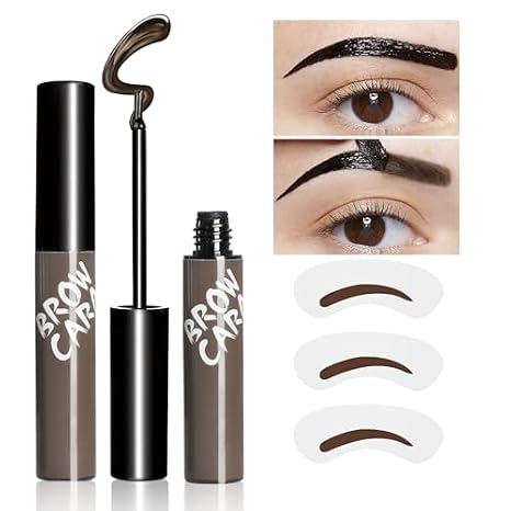 Eyebrow Gel Peel Off Eyebrow Tint With Eyebrow Stencils Gray Brown