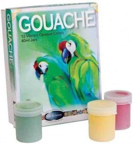 Jack Richeson 241566 Yarka Richeson Non-Toxic Gouache Paint Set44; 1.4 oz Plastic Jar44; Assorted Opaque Color44; Set of 12