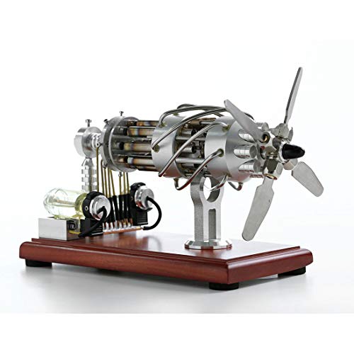 FunXylophy Stirling Engine Kit, Mini 16 Cylinders Swash Plate Hot-air Stirling Engine Kit, Physics Science Experiment Education Kit,Teaching Tool - Silver